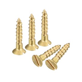 uxcell Brass Wood Screws, 60Pcs M1.6 x 8mm Slotted Drive Flat Head Self Tapping Screw Countersunk for Woodworking Furniture