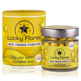 Lucky Flares BEST FRIEND FOREVER Jar - Hand-folded origami Lucky Stars with Friendship Messages in a bottle - A Unique Gift to celebrate the enduring Spirit of Friendship and Cherish Bonds.