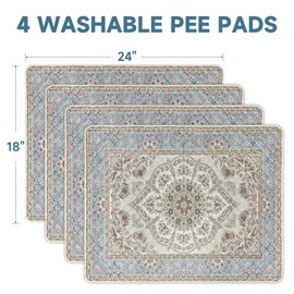 YOSEPATI Washable Pee Pads for Dogs,4 Pack Reusable Puppy Pads 18"x24" Super Absorbent Waterproof Pet Training Pads, Non-Slip Potty Pads for Pet Housebreaking (Grey Medallion, 18"x24"(Pack of 4))
