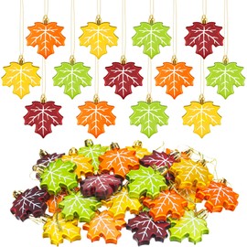Zeyune Thanksgiving Maple Leaf Tree Ornaments Fall Maple Leaf Hanging Pendant Plastic Harvest Maple Leaf Hanging Decor Autumn Hanging Leaves for Party Supplies(24 Pcs,Maple)