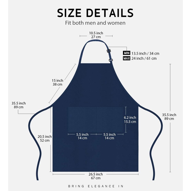 Syntus 4 Pack Adjustable Bib Apron Waterdrop Resistant with 2