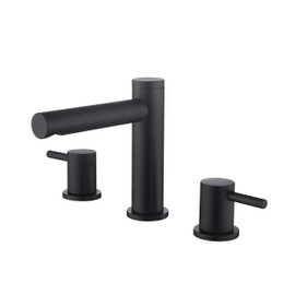 KIBI 2-Handle Widespread Matte Black Bathroom Sink Faucet with Drain Assembly | 3-Hole Solid Brass Lavatory Faucet | 8-Inch Spread, Smooth Water Flow, Corrosion-Resistant (KBF1025)