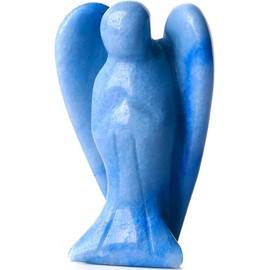 XIANNVXI 38 mm Guardian Angel Crystals Blue Aventurine Angel Figure Healing Crystal Gemstones Polished Stones Statue Reiki Angel Figure Guardian Angel Gift