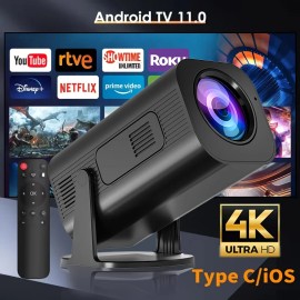 Portable Projector 1080P Android 9, Smart Wireless Screen Mirroring WiFi 6 and Bluetooth Support,Home Movie Projector 2+16Gcolor: Black, plug: US