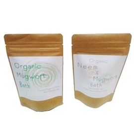 Organic Mugwort Bath 5 pcs, Organic Mugwort Bath, 5 Pack, Steamed Wormwood, Pregnant, Warm, Herbal Bath (Mugwort & Ginger Bath, 5 pc Set of Mugwort & Neem Bath, Mugwort & Neem Bath)