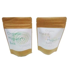 Organic Mugwort Bath 5 pcs, Organic Mugwort Bath, 5 Pack, Steamed Wormwood, Pregnant, Warm, Herbal Bath (Mugwort & Ginger Bath, 5 pc Set of Mugwort & Neem Bath, Mugwort & Neem Bath)