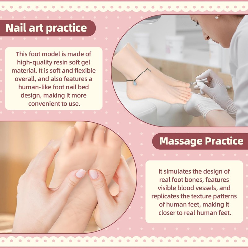 Realistic Practice Foot for Nail Training – Soft Flexible Fake