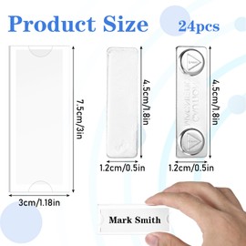 24 Pieces Magnetic Name Tags Kit Acrylic Name Badge Holders Clear Label Holders with Blank Printable Paper Inserts Magnets Custom Identity for Office