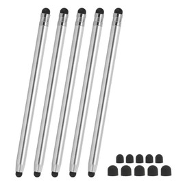 PATIKIL 5 Pcs Stylus Pens for Touch Screens, 2 in 1 High Sensitivity Universal Pen Capacitive Stylus for Phone Tablets Laptop Touch Screen Devices, Silver