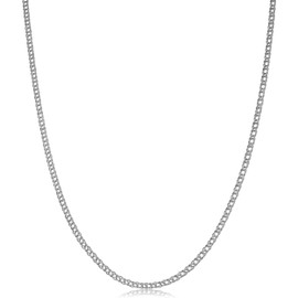 Kooljewelry 14k White Gold Diamond Weave Chain Necklace (2 mm, 18 inch)