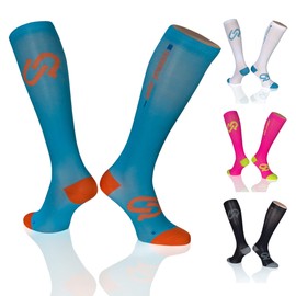 under pressure Sports Compression Socks Ultra Light (Strong Compression: 20-22 mmHg) Highest Quality Made in Germany, lagoon blue