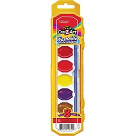 Cra-Z-art Washable Watercolors with Brush, 8 Colors, 1 Tray (10651)