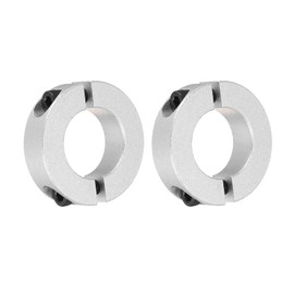 MECCANIXITY Eje Collar 0.98 Pulgadas Diámetro Doble Dividido Aluminio Sujeción Collar Eje Collarines con Fijación Tornillo Plateado Tono Paquete de 2
