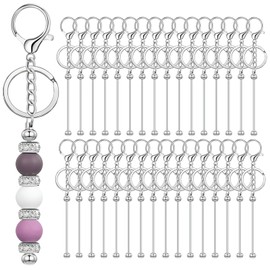 YUESEK 20/40pcs Beadable Keychain Bars Bulk Blank Creative Cute Keychains Bar for Beads Purse Keychains for Women Man