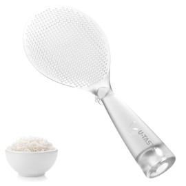 U-Taste Rice Spoon Paddle Scooper: 329°F Heat Resistant Food-Grade TPX Rice Spatula, Safe for Non-Stick Cookware, with Built-In Stand, Lightweight for Sushi, Pasta, Cooking & Serving (Transparent)