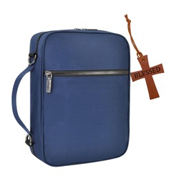 NGIL Canvas Bible Cover, Large Organizer for Men/Women, Book Church Cover Bible with Handle and Cross Bookmark Set (Navy)