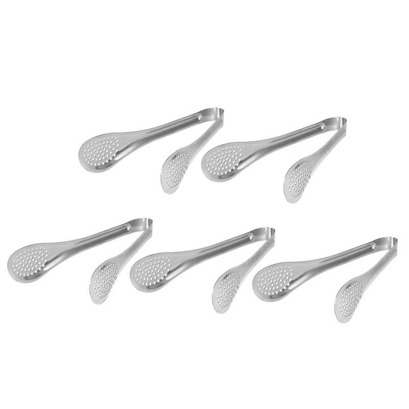 5pcs Multifunction Stainless Steel Food Tong Bread Steak Salad BBQ