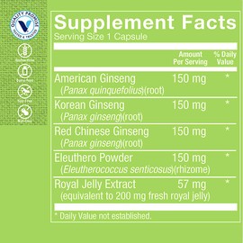 The Vitamin Shoppe Ginseng - Energy Support, Mental Clarity & Adaptogenic Wellness (60 Capsules)