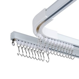 SOLOKOS Juego de Riel de Techo Divisor de Habitación para Cortinas con Ganchos, Conectores de Esquina (Juego de 2) y Soportes Superiores Sistema de Riel para Cortinas (Juego de Riel de 12-18 pies