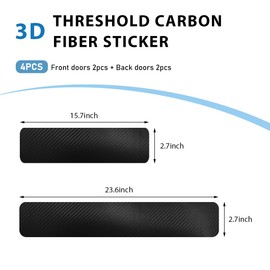 NYTKL 4 PCS Car Door Sill Protector, Carbon Fiber Auto Entry Edge Guard Sill Scuff Plate Cover Strips, Anti-Scratch Threshold Protection Trim for Most Vehicles, Car Accessories (Black, 3D)