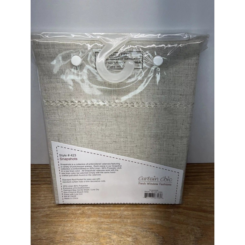Curtain Chic Tier Pair Beige Cafe Farmhouse 58”x24”