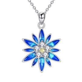 HOPEEZZ 925 Sterling Silver Edelweiss Flower Pendant Necklace for Women, Delicate Dainty Snow Flower Jewelry Gift for Her