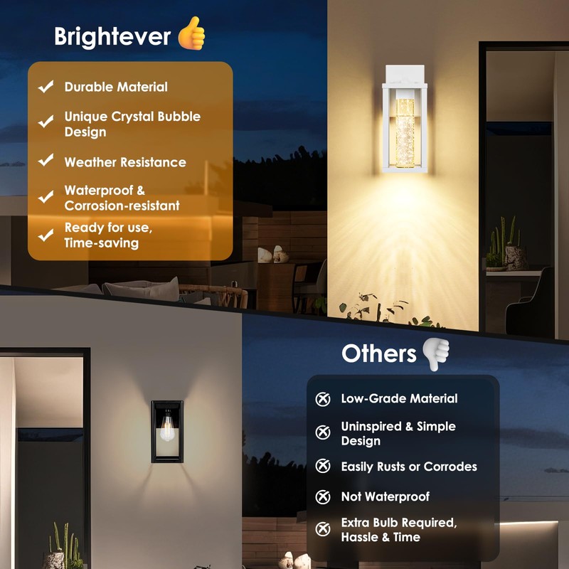 2-Pack Outdoor Wall Light Fixture, Exterior Waterproof Wall Lantern Sconce