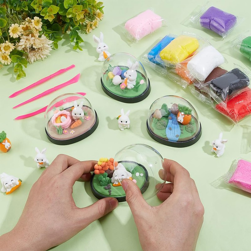 WEBEEDY 4 Sets DIY Easter Rabbit Snow Globe Making Kit