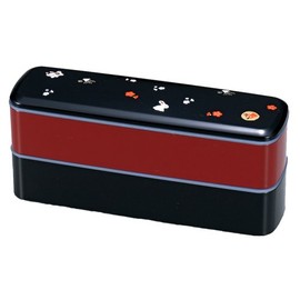 HAKOYA 51490 Square Two-Tiered Bento Box, Red