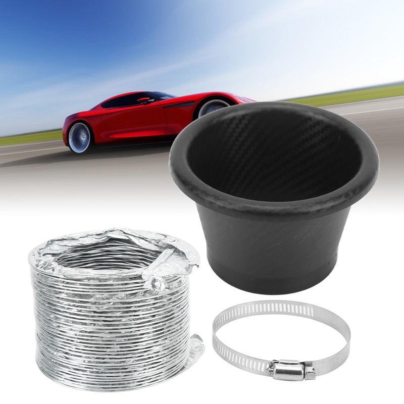 Turbo Air Intake Pipe Funnel Kit Universal Rubber Carbon Fiber
