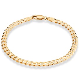 Miabella 18K Gold Over Sterling Silver Italian 5mm Solid Diamond-Cut Cuban Link Curb Chain Bracelet for Men Women, 925 Made in Italy (Length 6.5 Inches+0.5 Ext.)