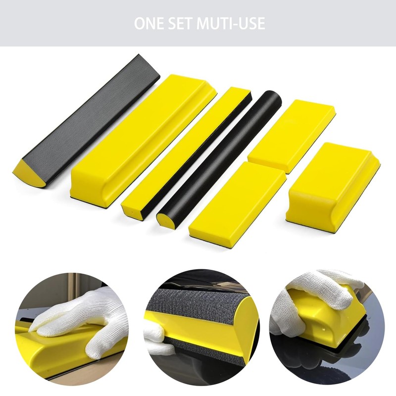 7-Piece Sanding Block Set Yellow for Fine Processing - Hand