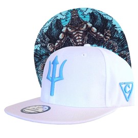 Capiche [99+ Variations] Snapback Cap Men's Cap - Baseball - Hat - Art - Unisex - Visor - Men - One Size - Tattoo - Men - Women, [ANCIENT GREEK] White Poseidon