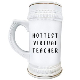 Hottest Virtual Teacher Gifts for 2020 Quarantine Pandemic - Teacher Appreciation Funny - Beer Stein Mug 22oz Ceramic Drinkware - Professor Teaching Assistant Distance Learning School Year Gag Idea