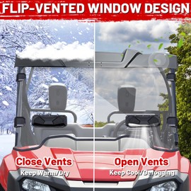 StarknightMT Pioneer 700 700-4 Vented Windshield 2014-2025, Scratch-Resistant Full Front Windshield UV-Resistant Windscreen Pioneer Accessories
