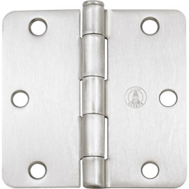Stone Harbor Hardware 3-1/2" Door Hinges, 1/4" Radius Corner, Satin Nickel, 3-Pack