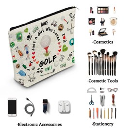 YULUENZE Golf Gifts Golf Makeup Bag Golf Makeup Organizer Bag Toiletry Pouch with Zipper Golf Cosmetic Bag Gifts for Women Golf Lovers Fans Golf Players Team