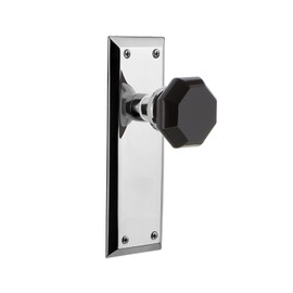 Nostalgic Warehouse Double Dummy Bright Chrome 723458 New York Plate Waldorf Black Door Knob