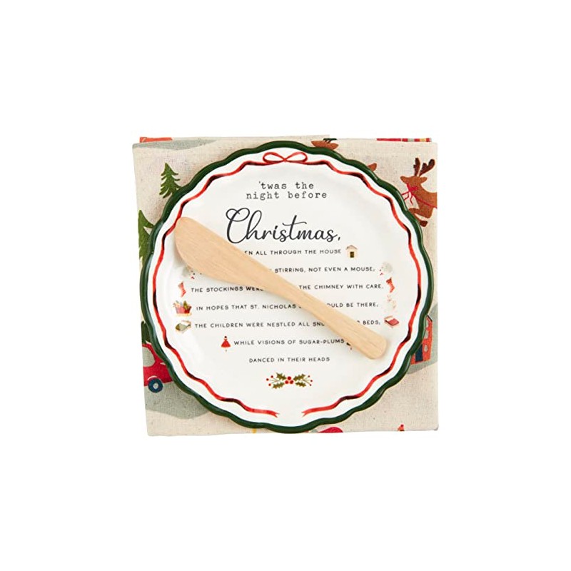 Mud Pie Appetizer Set, plate 6 1/2" dia, Poinsettia