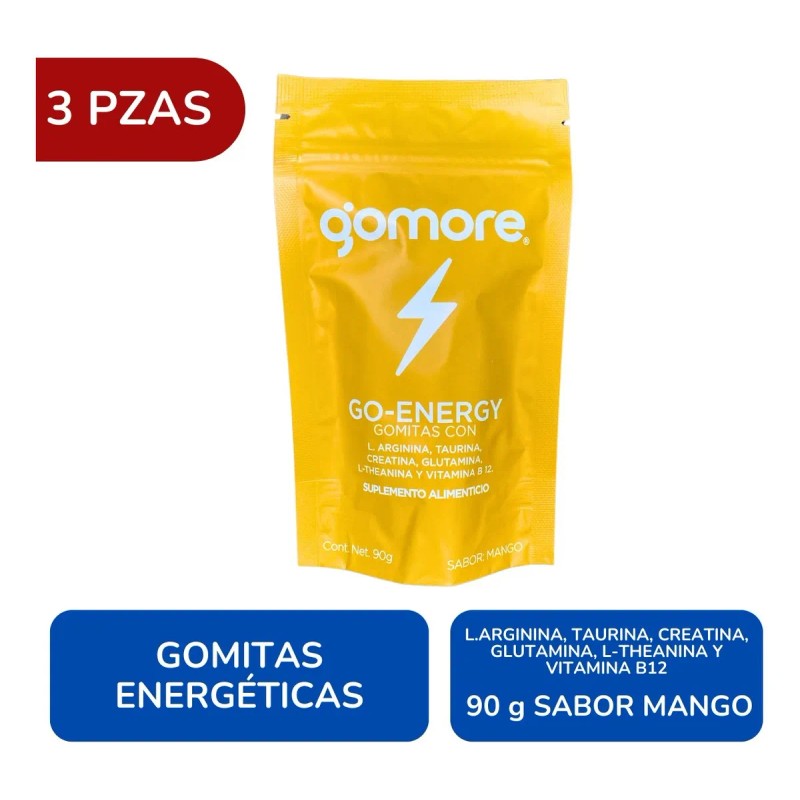 Gomore Creatina Gomitas Energticas Sabor Mango Pack 3 Bolsas 90g