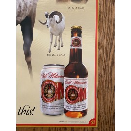 Old Milwaukee Beer Poster Sign Wildlife Hunting Elk Moose Deer Mallard Bear NOS