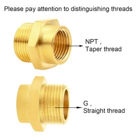 Joywayus 1/2" NPT Thread Female × 3/4" G Thread Male Brass Pipe Fitting Adapter