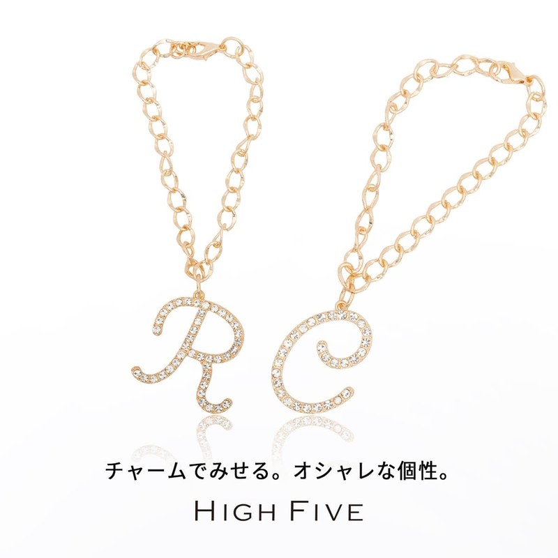 HIGH FIVE Alphabet Charm Chain Bag Charm Bling Stone Stylish,
