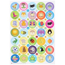 Reward Stickers - The Sticker Factory A4 compilation sheet praise stickers. Pack of 2 sheets, 70 stickers
