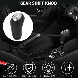 TUCKBOLD 5 Speed Manual Gear Shift Knob for Renault Clio III No.8200079112 | Gearbox Stick Shifter Lever Knob Black Chrome Silver Tone Plastic Faux Leather 1Pc
