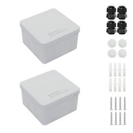 LeMotech Junction Box, Electrical Box IP55 Water Resistant Dustproof ABS Plastic Project Enclosure for Electronics White 3.1 x 3.1 x 1.9 inch (Pack of 2)