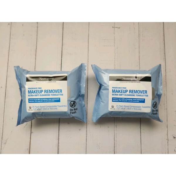 Neutrogena 2× Neutrogena Fragrance Free Makeup Remover Cleansing Towelettes, 25