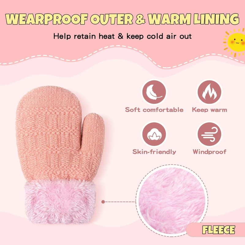 3 Pack Baby Mittens for Toddler Girls Boys, 2 Size