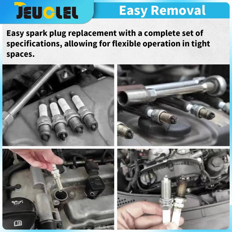 JEUCLEL 5PCS Magnetic Swivel Spark Plug Socket Set, 14mm Thin