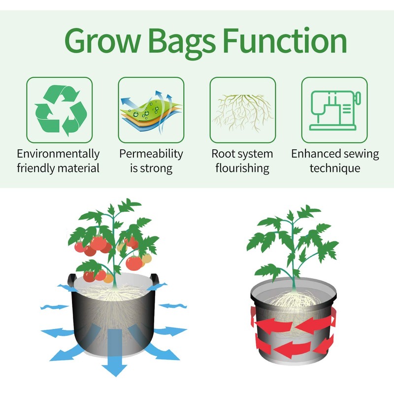 iGarden Grow Bags Tall, 10 Gallon Grow Pots 6 Pack